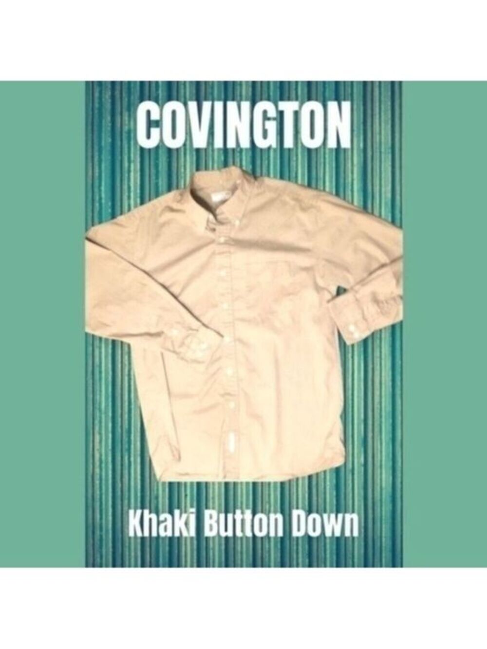 COVINGTON Long Sleeve Tailored 100% Cotton Oxford/Button Down-Khaki/Md